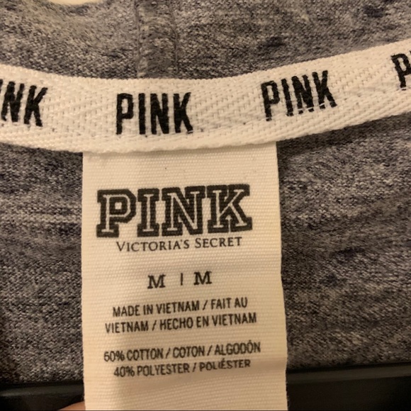 PINK Gray Zip Up Hoodie Size M - Picture 3 of 4